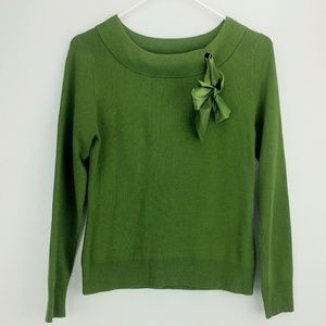 Hillard & Hanson Green Bow Soft Sweater